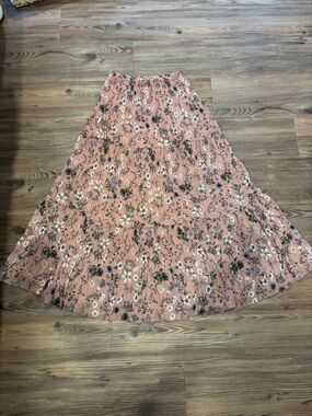 Floral Tiered Maxi Skirt in Dusty Rose